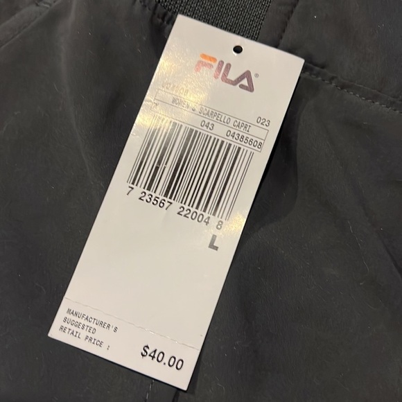 FILA women’s Scarpello Capri sport gray pants Sz L new‎ zipper elastic waist - Picture 7 of 7